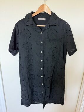 Luisa Perla Made in Italy Black Eyelet Dress 100% Cotton M